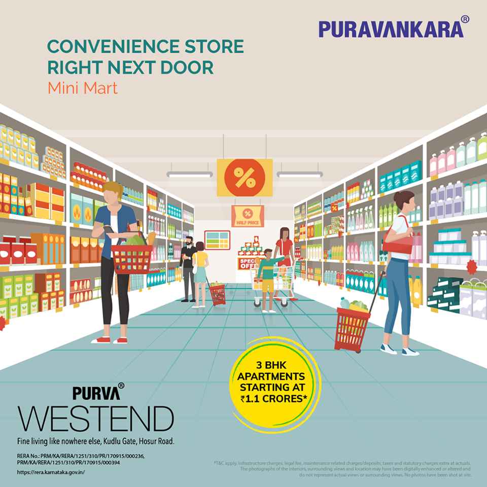 Convenience store right next door at Purva Westend in Bangalore